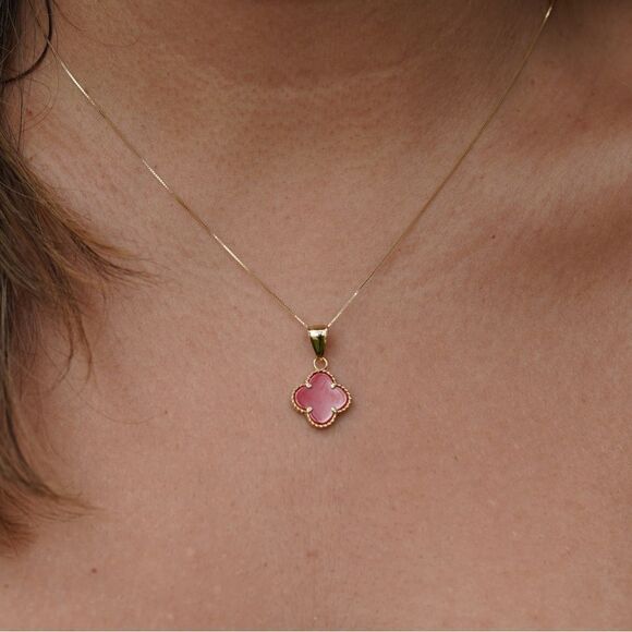 14k Solid Gold Clover Charm | Birthday Gift | Everyday Jewelry | - Picture 9 of 10